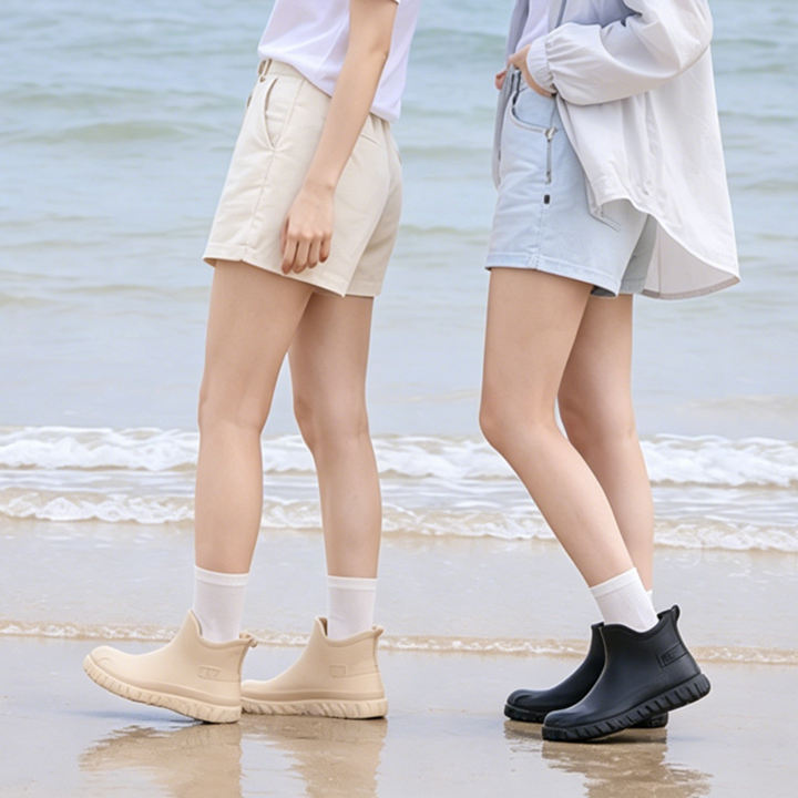 사무실 책상 밑에 가지런히 놓인 뽀송뽀송한 레인부츠와 가벼운 발걸음으로 퇴근하는 뒷모습