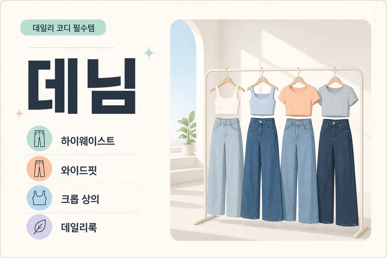 A wide shot of a minimalist clothing rack featuring high-waisted wide-leg denim and cropped tops, bright airy studio background, architectural photography style
