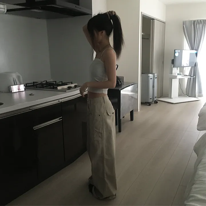 [A/M] 베즈 코튼 절개 와이드 팬츠 추가 이미지 3