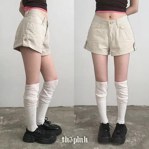 [허벅지커버!/보정핏🤎] 퓌퓌 롤업 사이드 비조 스트랩 숏 팬츠 (3color) 추가 이미지 2