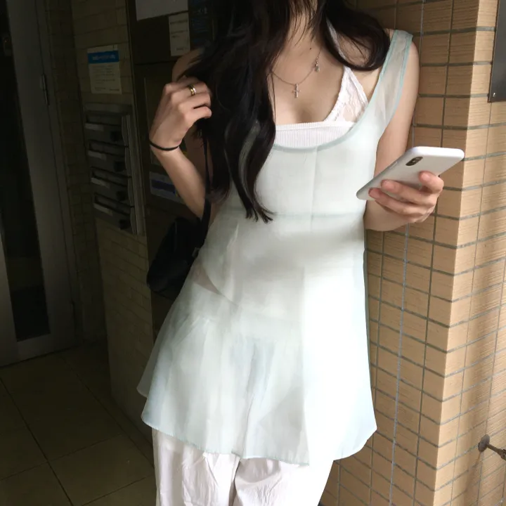[민트코어] 여름 틸다 시스루 레이어드 원피스 추가 이미지 2