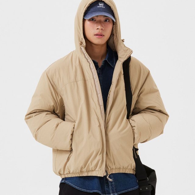 워시드 다운 숏푸퍼 베이지