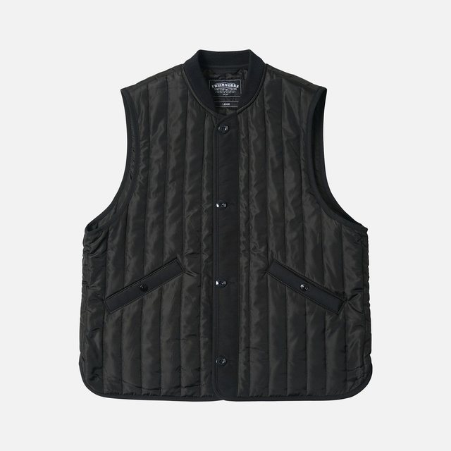 STRIPE QUILTED MIL LINER VEST _ BLACK
