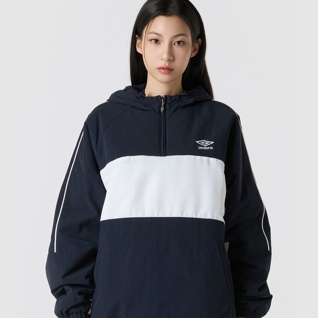 유니온 트랙 스탠넥 패딩 후드 아노락 네이비 UQ321CWT95