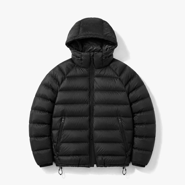 [덕다운ver.] 라이트웨이트 후드 덕다운 패딩 자켓 블랙 COOSJP051BLACK