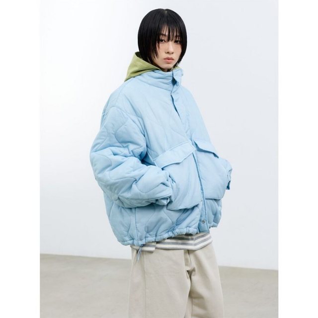 (UNISEX) 빅 포켓 퀼팅 점퍼 스카이 블루