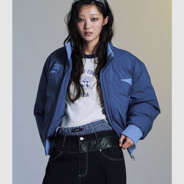 우먼스 스탠넥 패딩 자켓 블루 UQ422SPJO3