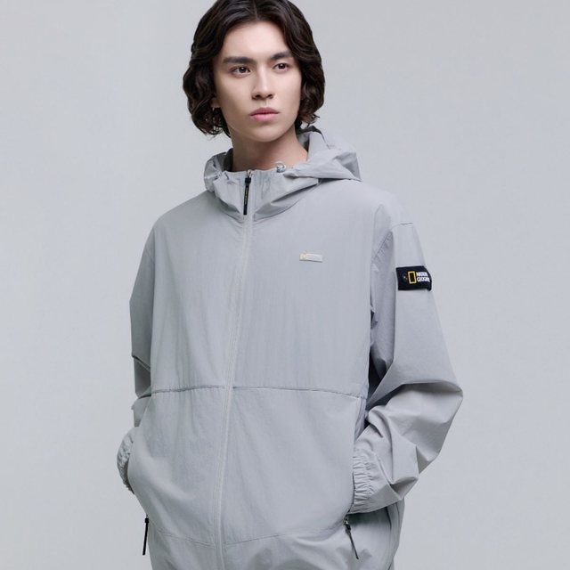 N252UFT840 경량 우븐 후드 풀집업 SILVER GREY