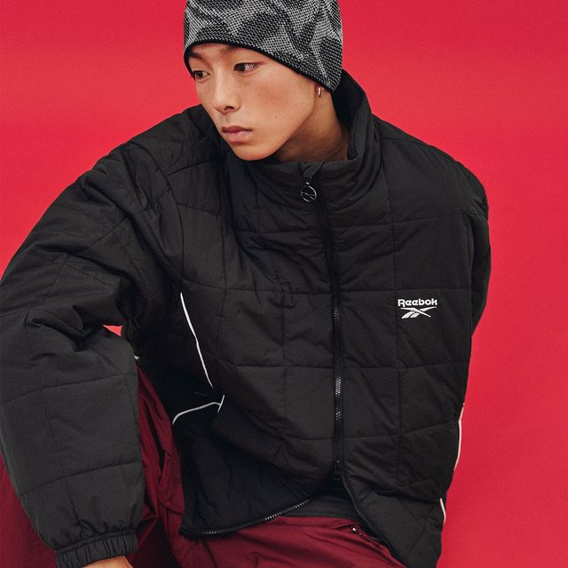 스퀘어 퀼팅 패딩 자켓 - 블랙