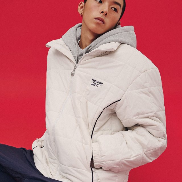 스퀘어 퀼팅 패딩 자켓 - 아이보리