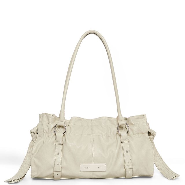 SHIRRING TIE BUCKLE SHOULDER BAG IN BEIGE