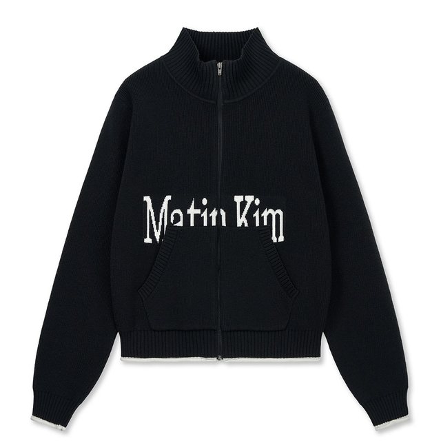 MATIN SPELL POINT KNIT ZIP UP IN BLACK