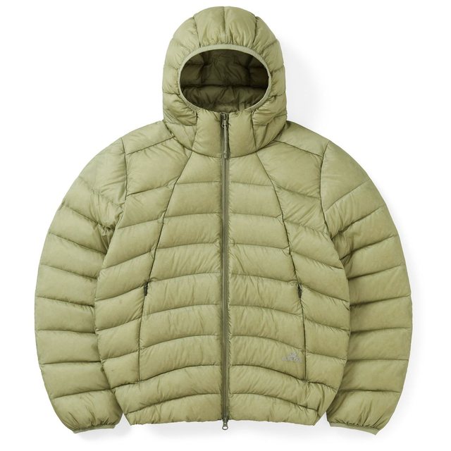 Hooded Fly Light Down Jacket Khaki