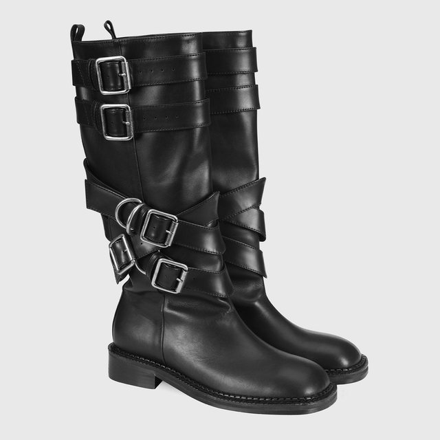 LAYERED STRAP BOOTS aaa483w(BLACK)