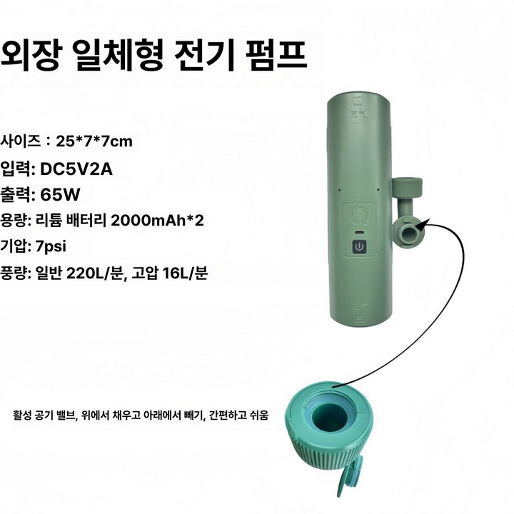 공기가 가득 차서 팽팽하게 자립한 인디언즈에어텐트 8.0의 전체적인 외관 샷