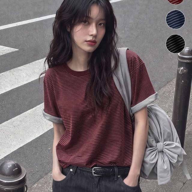데일리 롤업 레이어드 ST 크롭 티셔츠-3Color