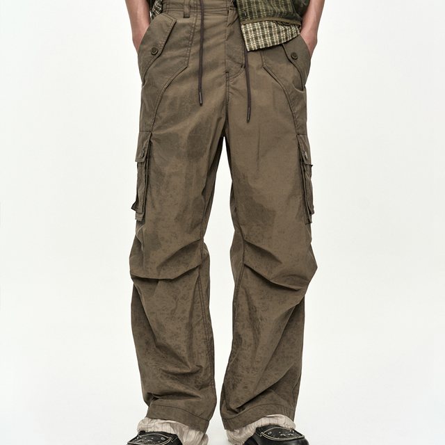CARPENTER CARGO WIDE-LEG TROUSERS apa901m(KHAKI BROWN)